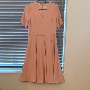 Gal Meets Glam Dusty Pink V-Neck Midi Fit-and-Flare Dress